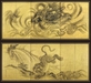 7110 A pair of six-fold paper screens painted in ink on a gold ground